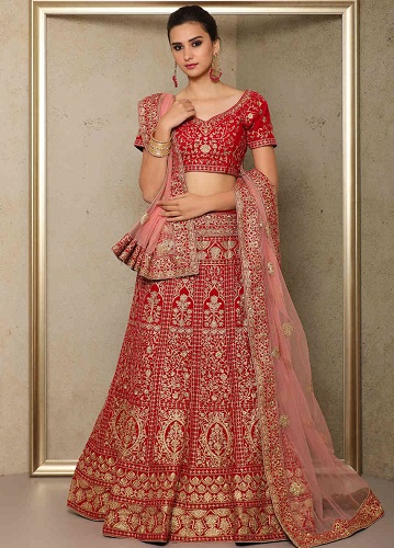 Ροζ βελούδο Lehenga