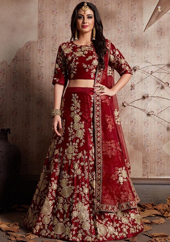 Κεντητό Velvet Lehenga choli