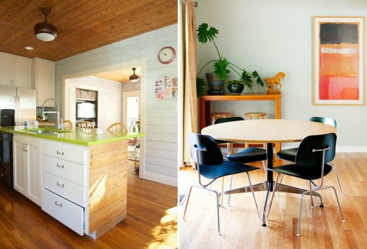 typer av trämöbler-kök-ö-runt-matbord-mint-grönt-vägg