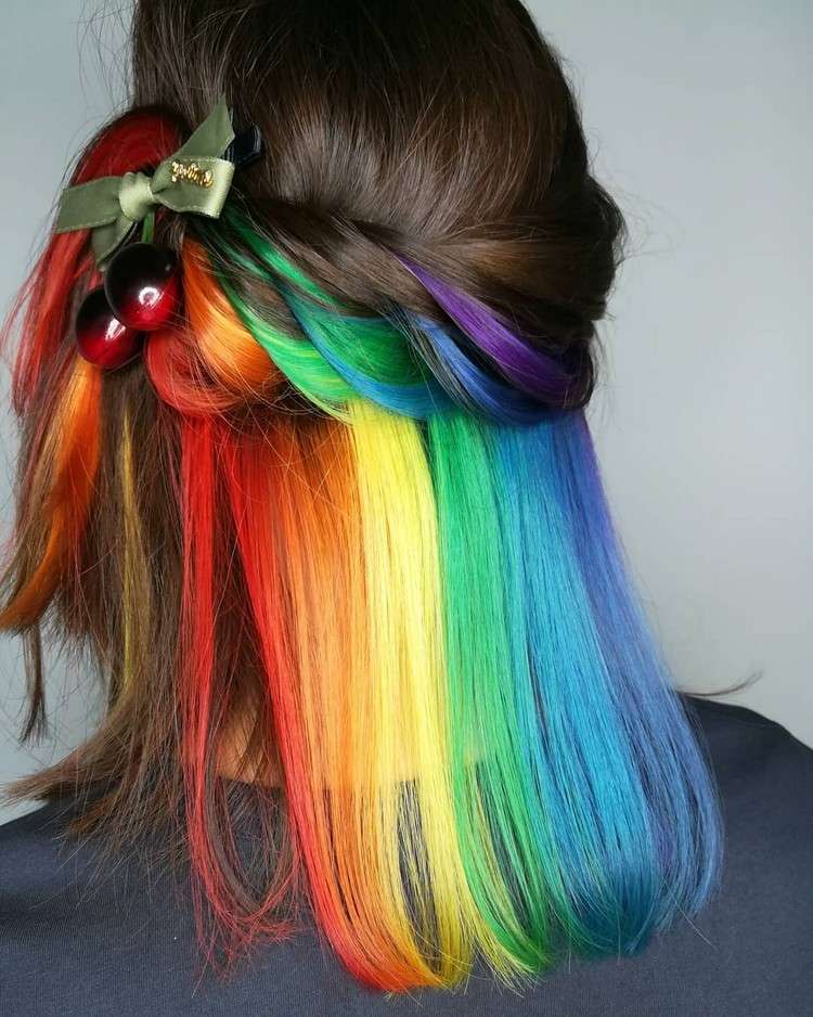 idéer ny hårfärg dold regnbåge färgglatt hår