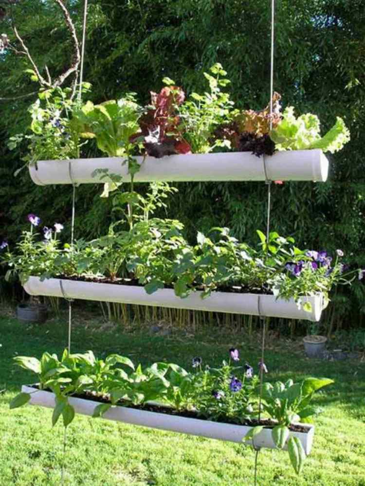 vertikal-örtträdgård-skapa-regn-ränna-vit-stål-rep-upphängd