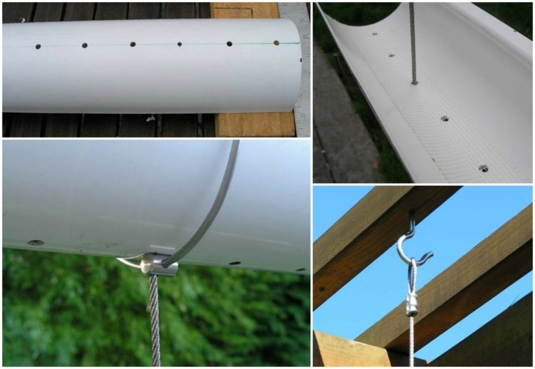vertikal-örtträdgård-skapa-regn-ränna-vit-borrade-stål-kabel-metall krokar