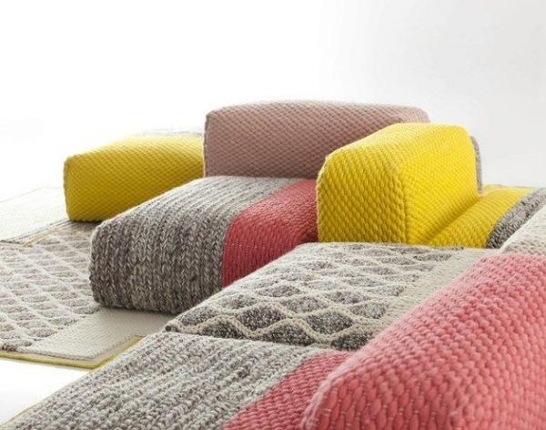 Vardagsrum möbler design set-naturfiber ull-beanbag sittdynor