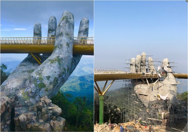 nya bridge vietnam stenhänder gjorda av stål och glasfiber