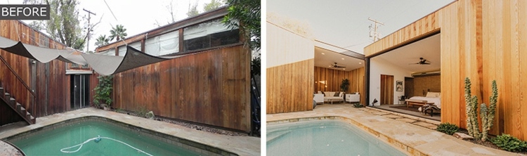 väggbeklädnad-trä-utomhus-pool-gästhus-ombyggnad-före-efter