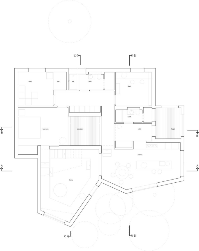 Planritning av Villa aarchus danmark-Wienberg arkitekter-Friis-Moltke