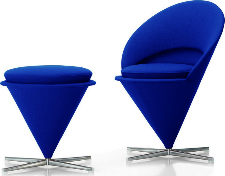Vitra-stolar-design-klassiker-verner-panton-kon-stol-fåtölj-pall-blå