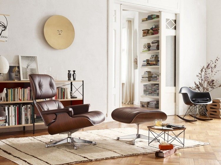 Vitra-stolar-lounge-stol-ottomansk design-klassiker-läder-trä-interiör