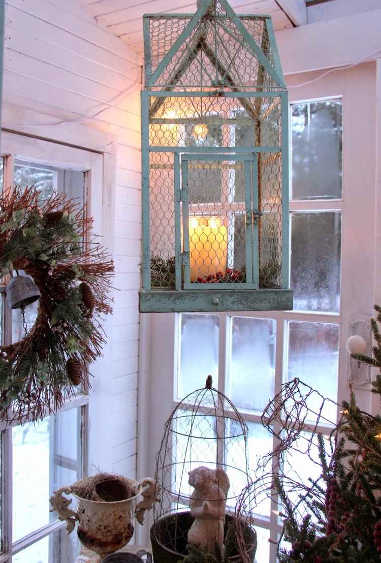 fågelbur dekoration jul kantig används stora ljus