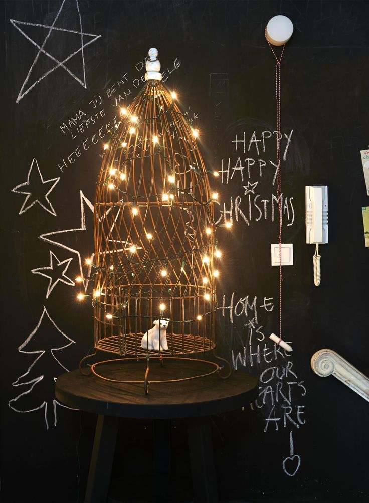 fågelbur dekoration jul rund rost metall fairy lampor