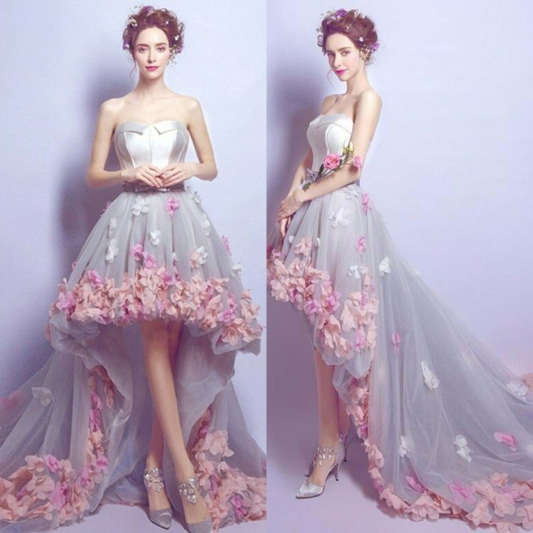 Mullet klänning rosa blommor brudmode
