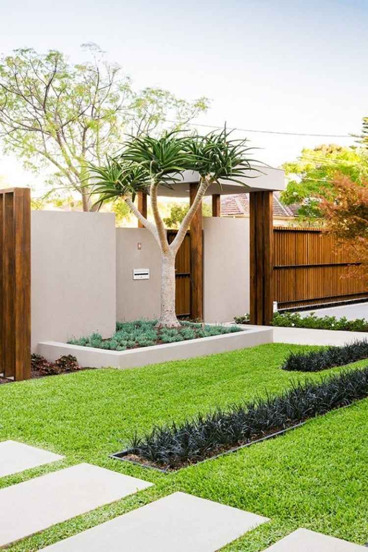 Framträdgårdsdesign-idéer-dekoration-modern-gräsmatta-betong-plattor