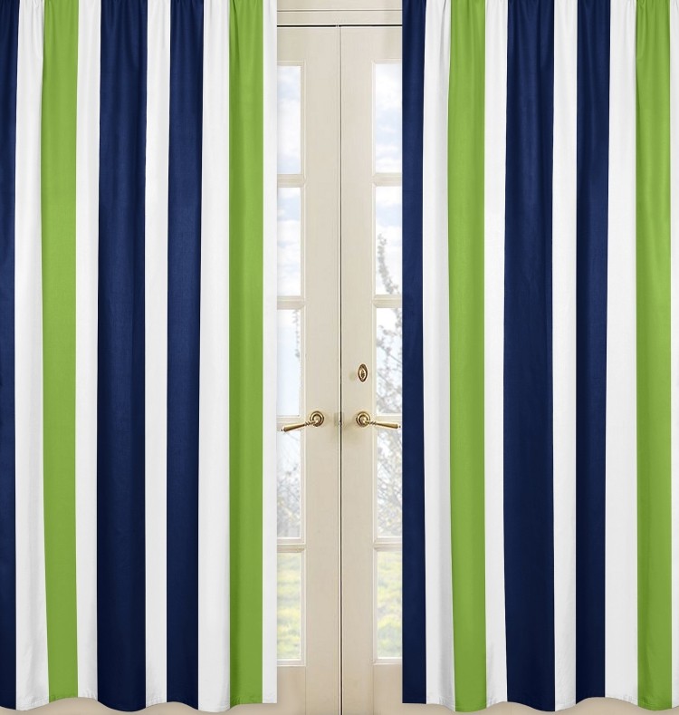 gardiner-vardagsrum-ogenomskinligt-mikrofiber-söta-yo-yo-ränder-vit-mörkblå-grön