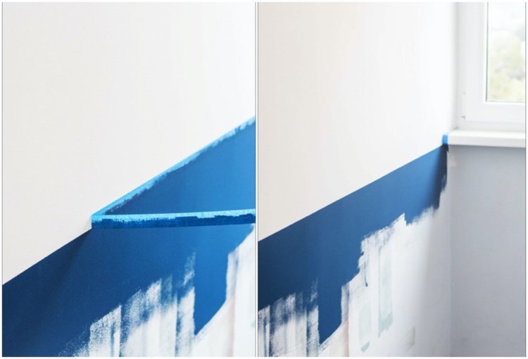 måla vägg i två färger horisontellt