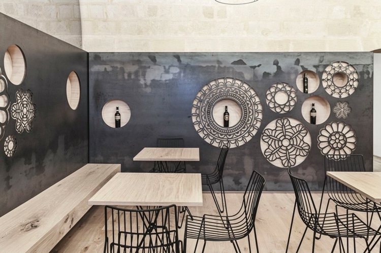 väggpaneler design bord stolar tråd svart ridola