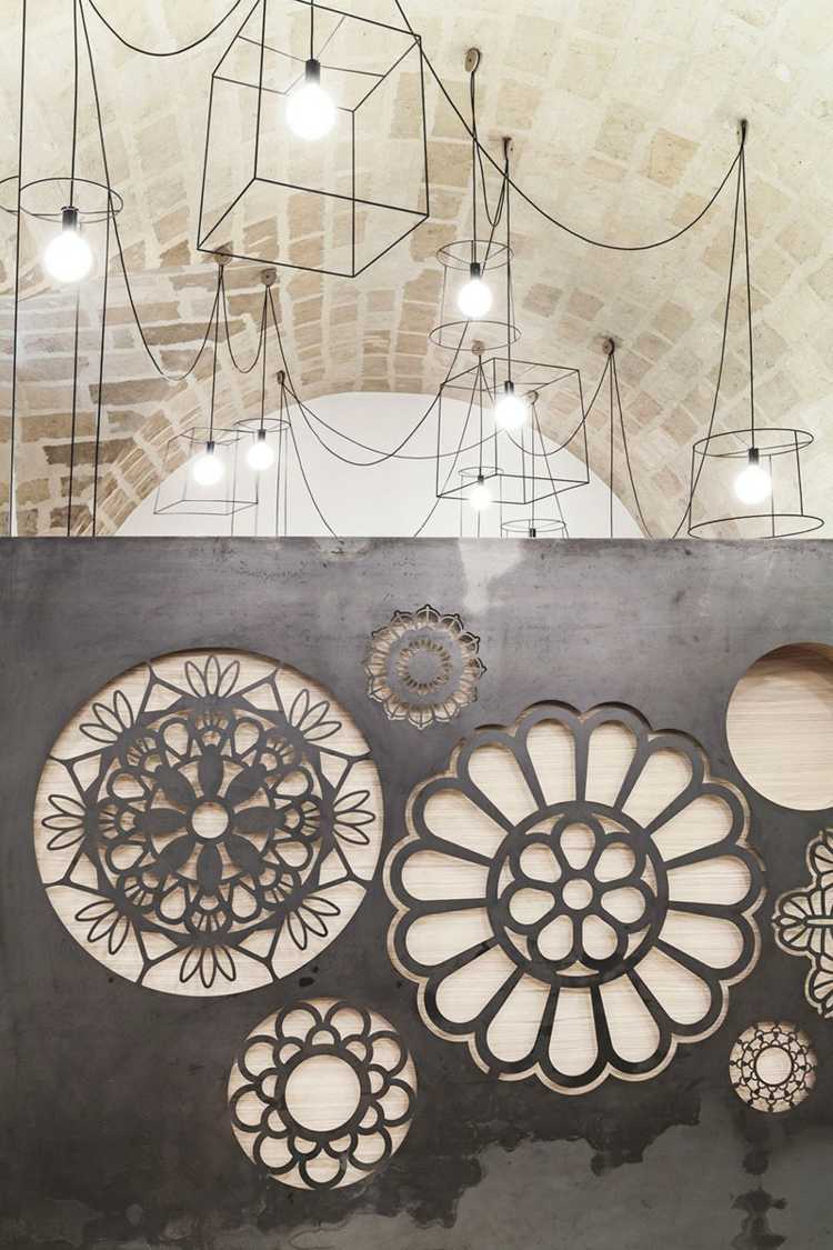 paneler väggdesign ornament metall idé tegelmaterial