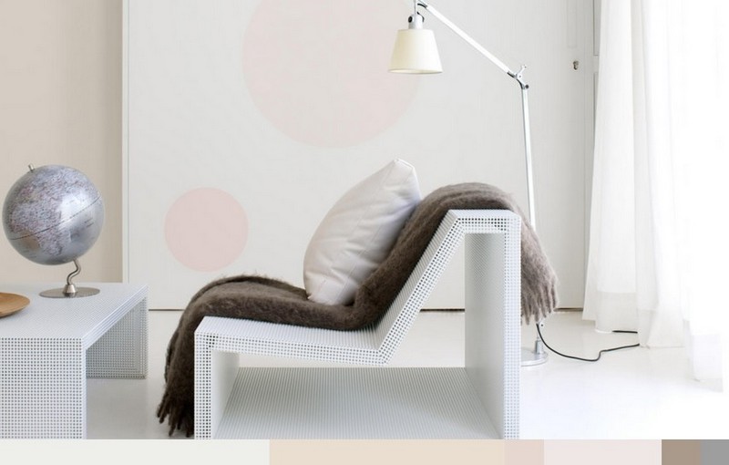 Väggmålning-vardagsrum-cirkulärt-mönster-beige-design