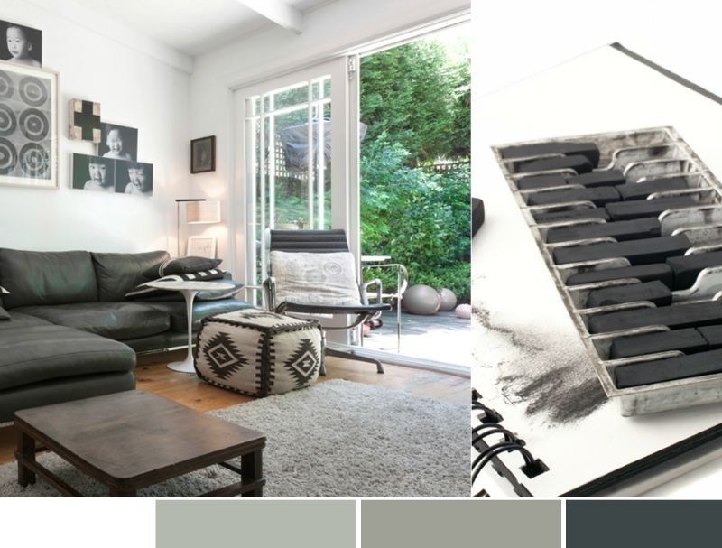 Väggmålning-vit-grå-svart-färgkombinationer-vardagsrum