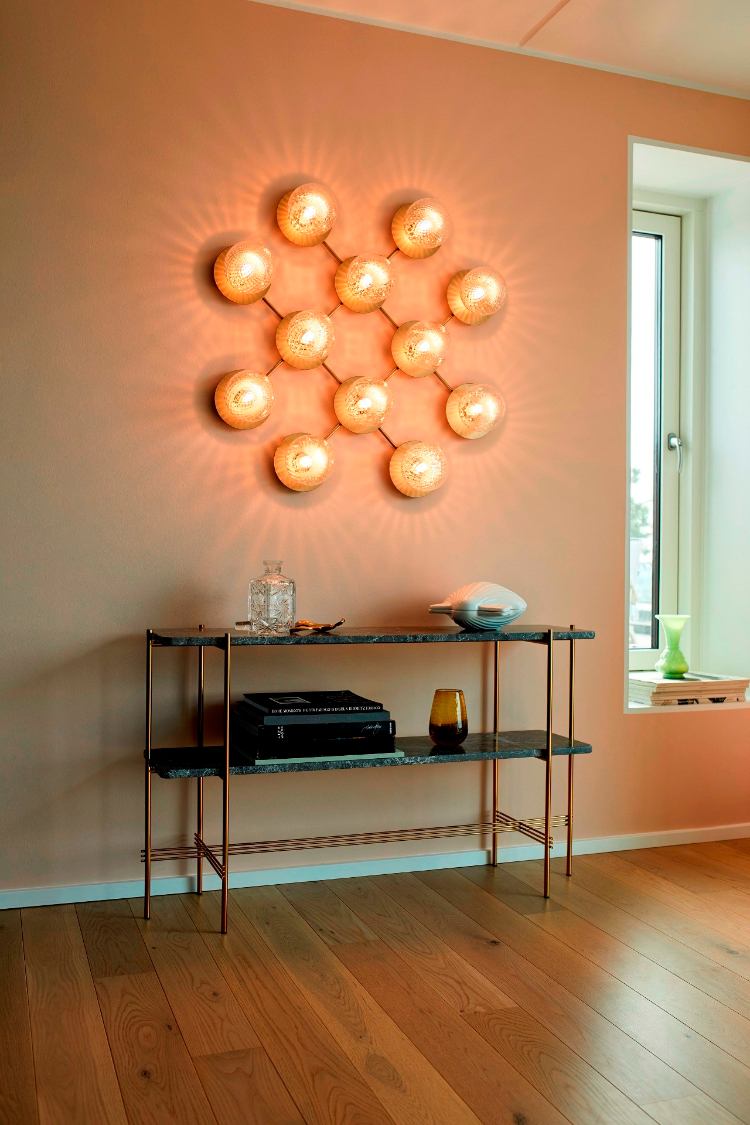 ljuskrona vägg glas metall modern liila samling