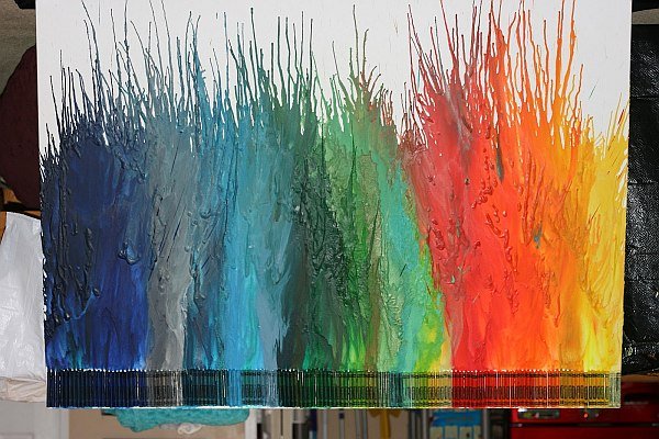 väggdekoration tinker pastellkrita regnbågens färger smälter