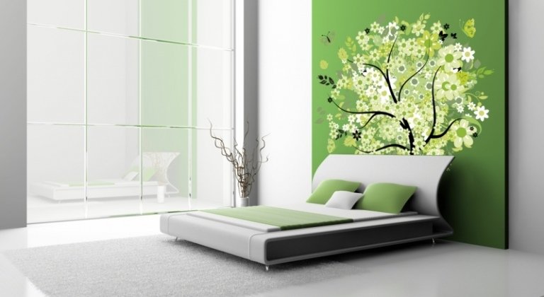 väggdekoration för sovrum modern accent vägg grön väggdekal träd