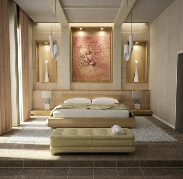 levande-idéer-för-sovrum-design-modern-pastell-färg-målningar-vägg-dekoration