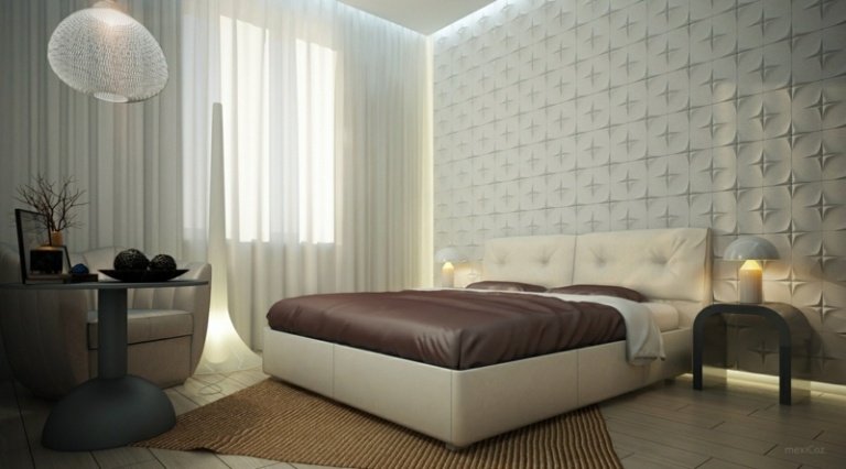 väggdekoration för sovrum vit inredning väggpaneler 3d design