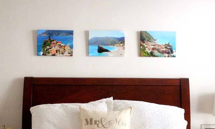 Väggdekorationsidéer -bilder-sovrum-semesterbilder-canvas-säng