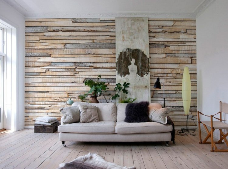 väggdekoration med träskivor-upcycling-idé-vardagsrum-rustikt