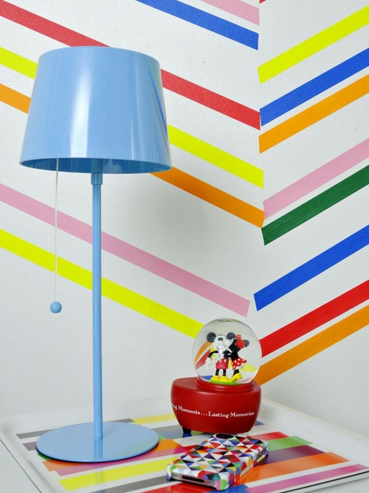 gör väggdekoration själv washi tejp idé färgglad barnrumsdesign