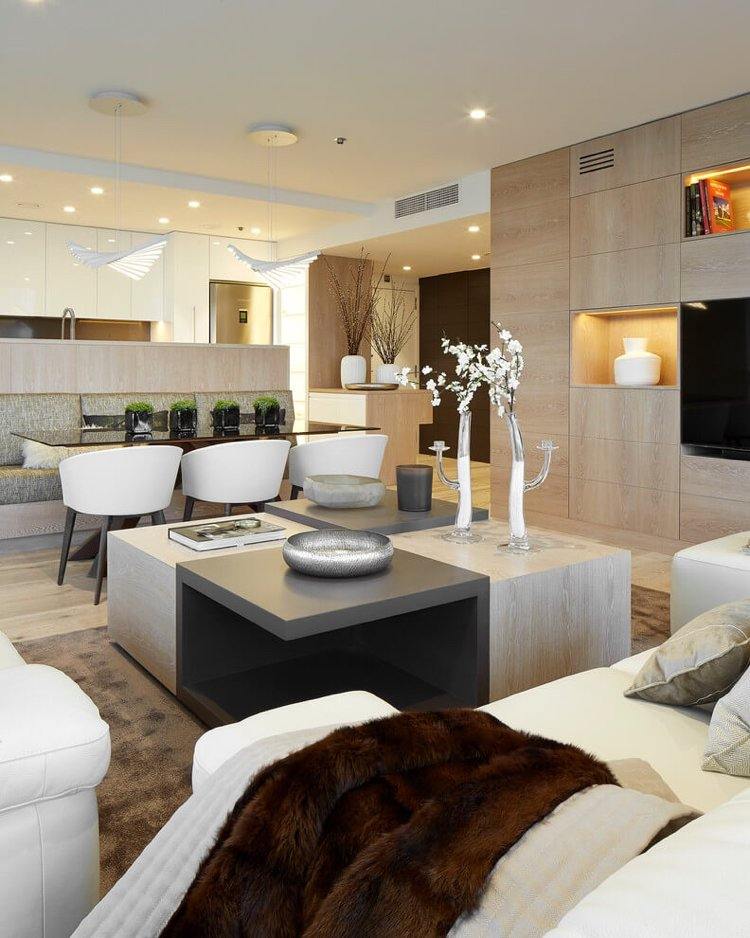 Väggfärg krämvitt -moderna-vitt-vardagsrum-ljus-trä-look-soffbordsmoduler
