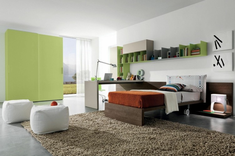 väggfärg för barnrum modern inredning beige djup hög matta grön garderob