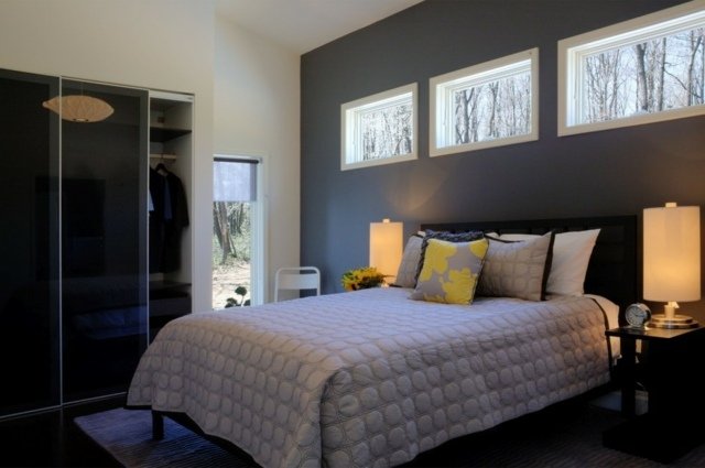 Välj väggfärg grå designidéer svart garderob