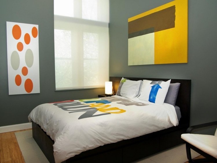 vägg-färg-grå-kombinationer-gul-färg-sovrum-färgglada-färska-bilder