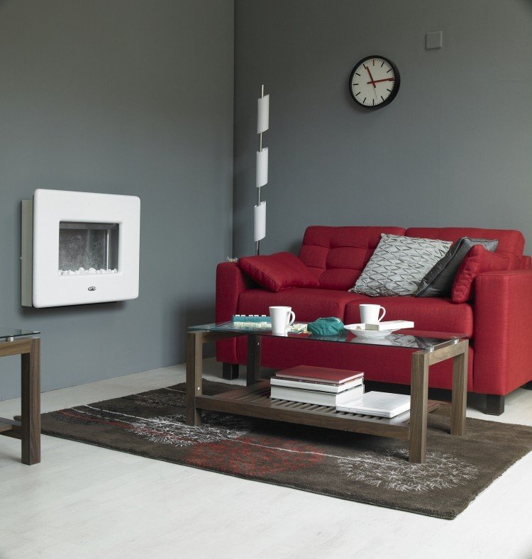 vägg-färg-grå-kombinationer-röd-soffa-brun-matta-soffbord-kuddar