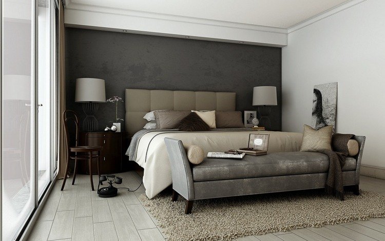 vägg-färg-grå-kombinerande-deco-idéer-sovrum-vintage-möbler-modern
