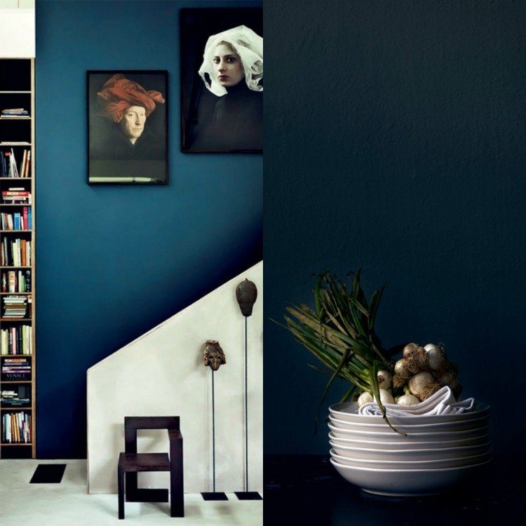 vägg-färg-bensin-blå-korridor-vita-möbler