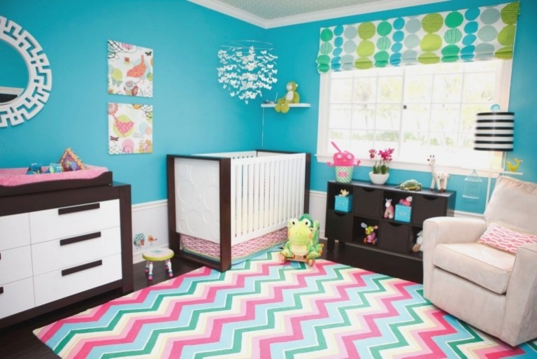 Väggfärg turkos baby rum design idéer pojke
