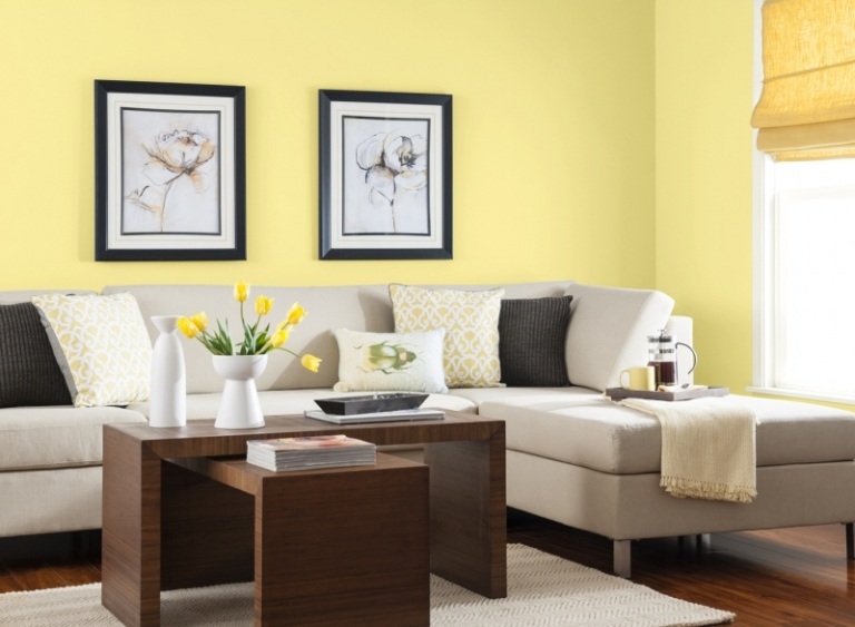 Väggfärger-vardagsrum-gul-neutral-idéer