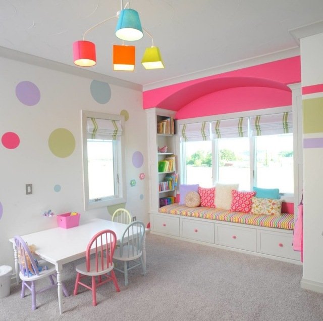 barnrum-vägg-färg-rosa-levande-idéer-kreativ-design-färgstark