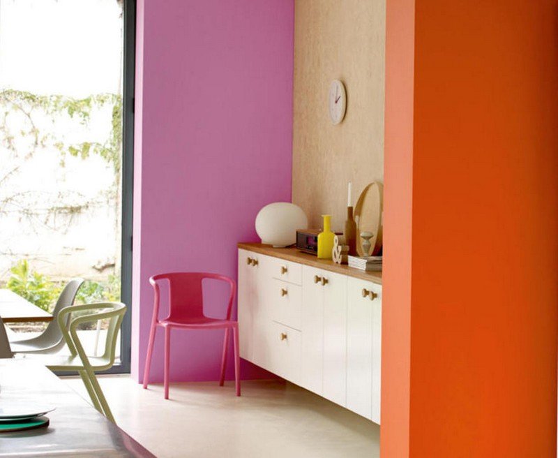 Väggfärger-idéer-sand-matsal-rosa-orange-vägg