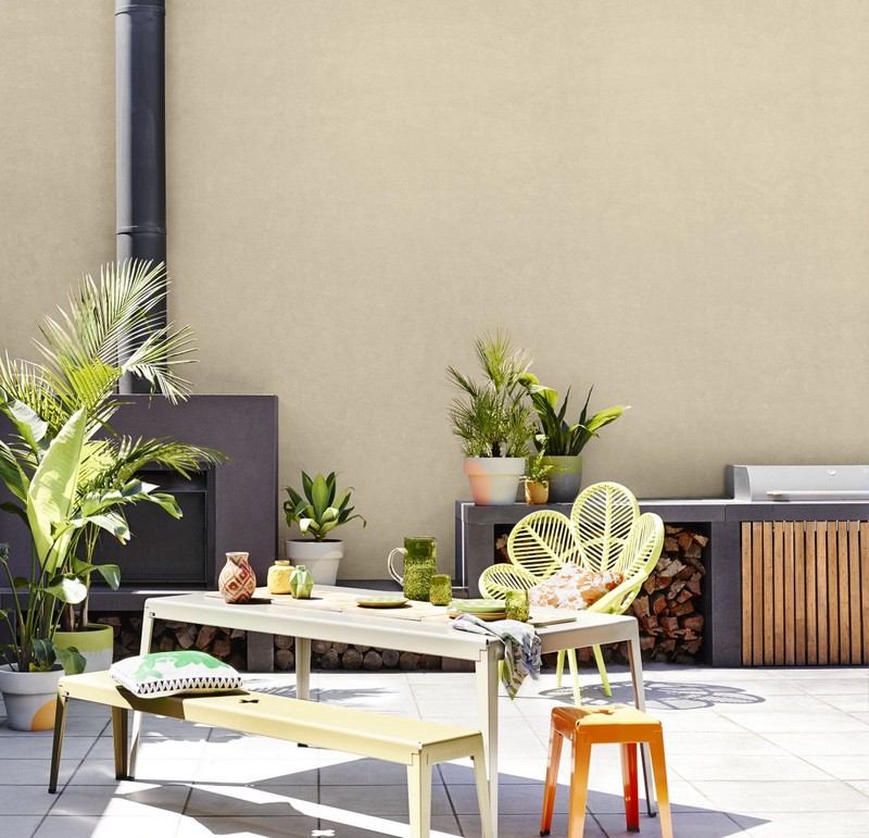 Väggfärger-idéer-sand-trädgård-väggmålning-terrass-design