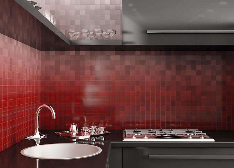 väggplattor-kök-röd-färg-accent-grå-bänkskivor-kök-skåp