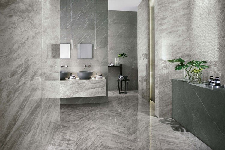 Väggplattor för badrummet grå-sten-look-modern-blank