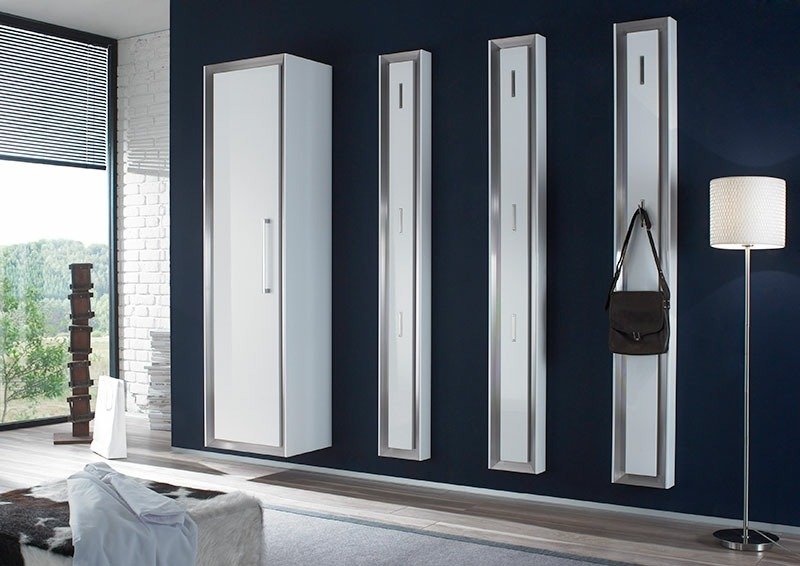 Väggmonterade klädhängare-design-panel-vit-färg-hallmöbler