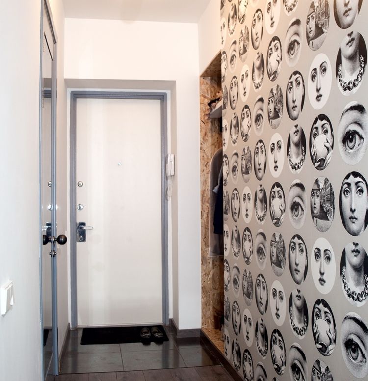 väggdesign-korridor-tapeter-retro-mönster-svart-vit