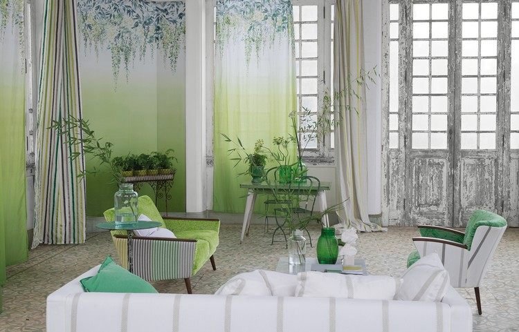 väggdesign-vardagsrum-tapeter-gradient-grön-SHANGHAI-GARDEN-Designers-Guild