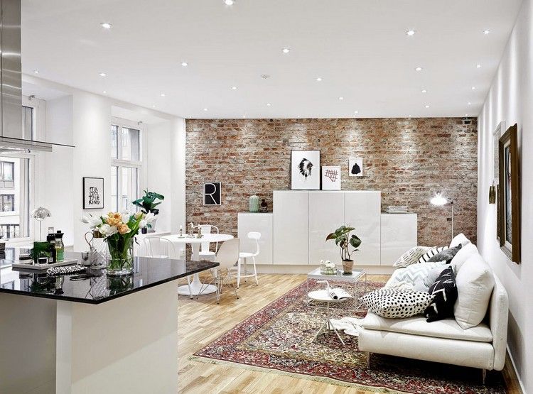 vägg-design-vardagsrum-tegel-vägg-vita-möbler-skandinaviska