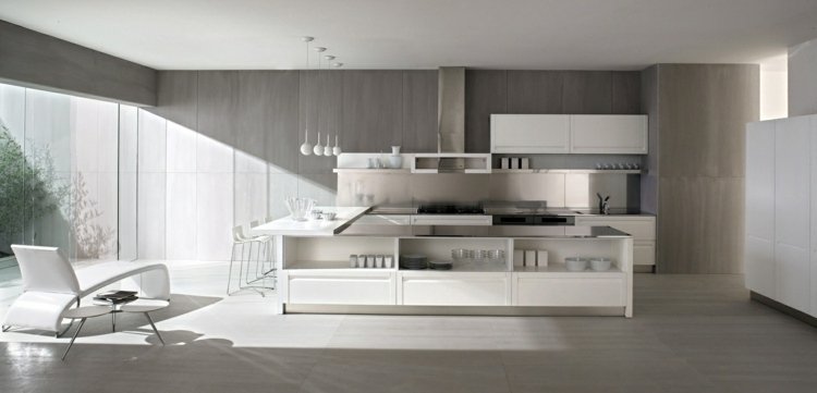 väggdesign i betong ser modern-kök-vit-fönster fram-minimalistisk