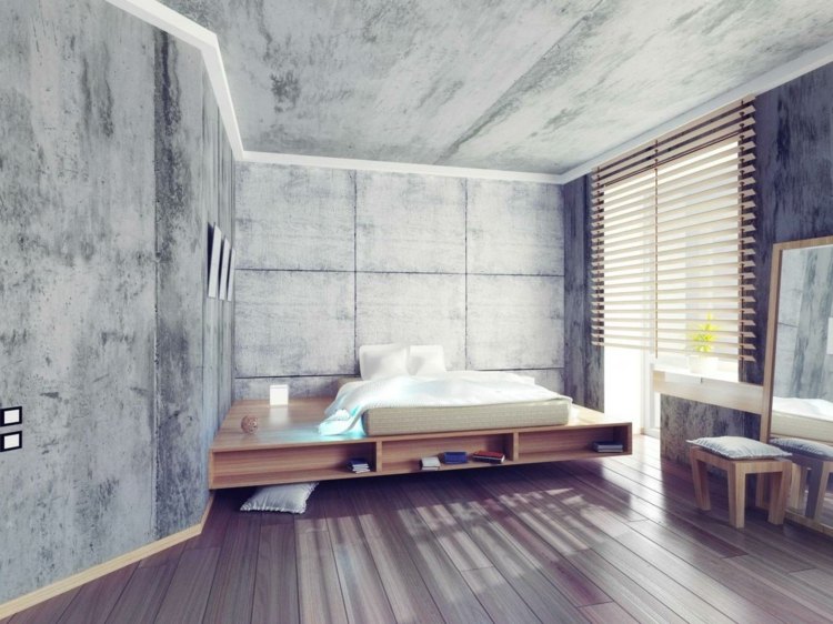 vägg-design-betong-look-urban-sovrum-inspiration-monokrom-grå-tak